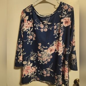 Floral Navy Blue Women's Top